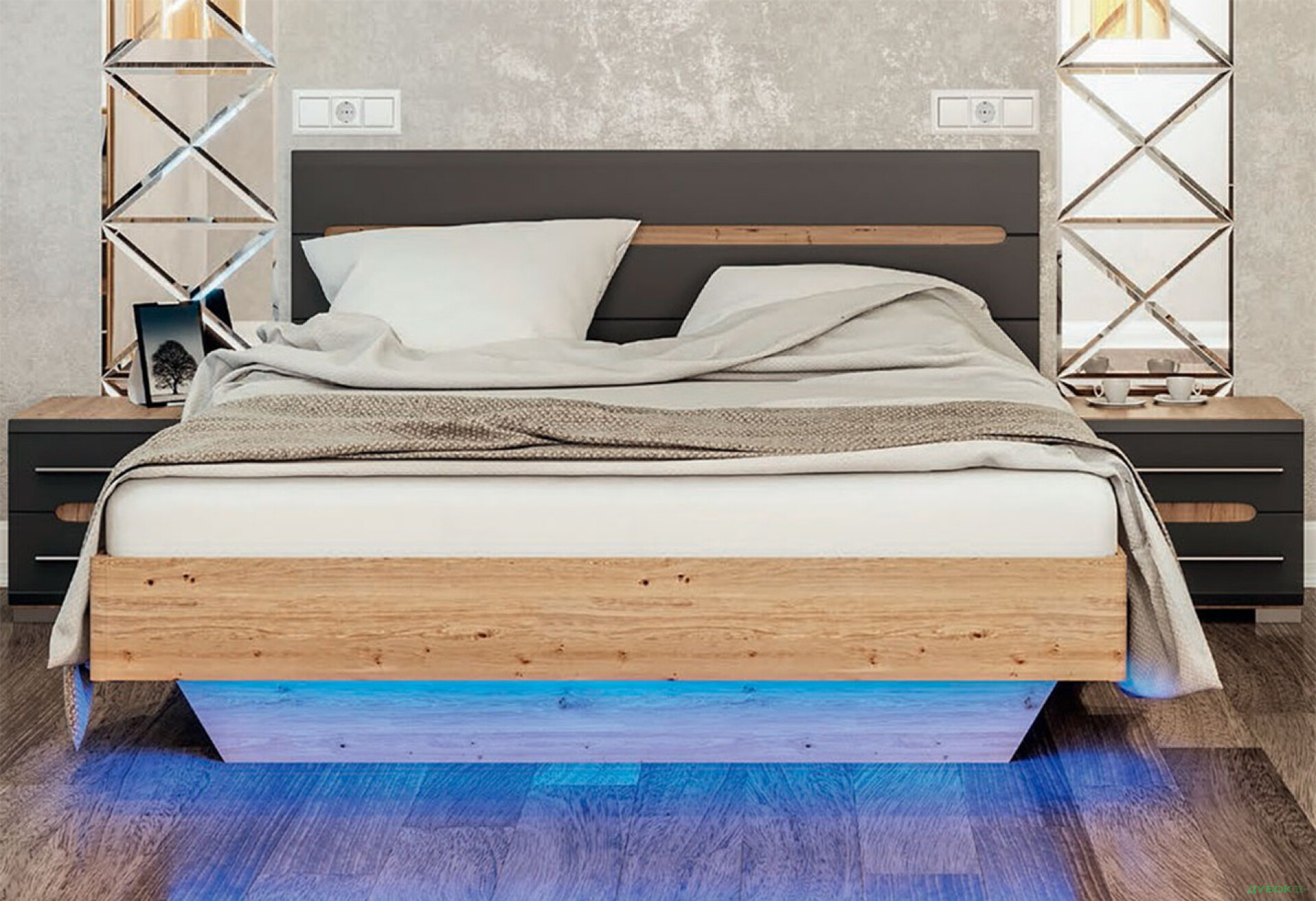 Фото 2 - Ліжко Світ Меблів Бянко (без вкладу) 140х200 см, артизан/графіт