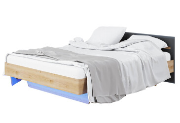 Ліжко Світ Меблів Бянко (без вкладу) 160х200 см з підсвіткою, артизан/графіт