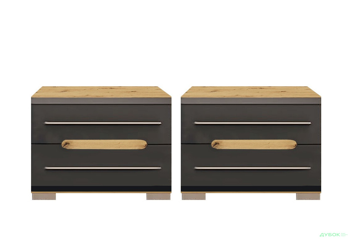 Тумба приліжкова 2шт Світ Меблів Бянко з 2 шухлядами 50 см Артизан/Графіт
