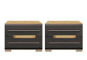 Зображення 1 - Тумба приліжкова 2шт Світ Меблів Бянко з 2 шухлядами 50 см Артизан/Графіт