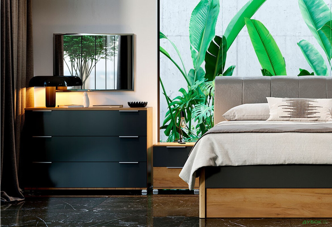 Спальня МироМарк Рамона со шкафом 6D, 160 см Мат Скамейка / Дуб Крафт - Изображение 2 Изображение 2 - Спальня МироМарк Рамона со шкафом 6D, 160 см Мат Скамейка / Дуб Крафт