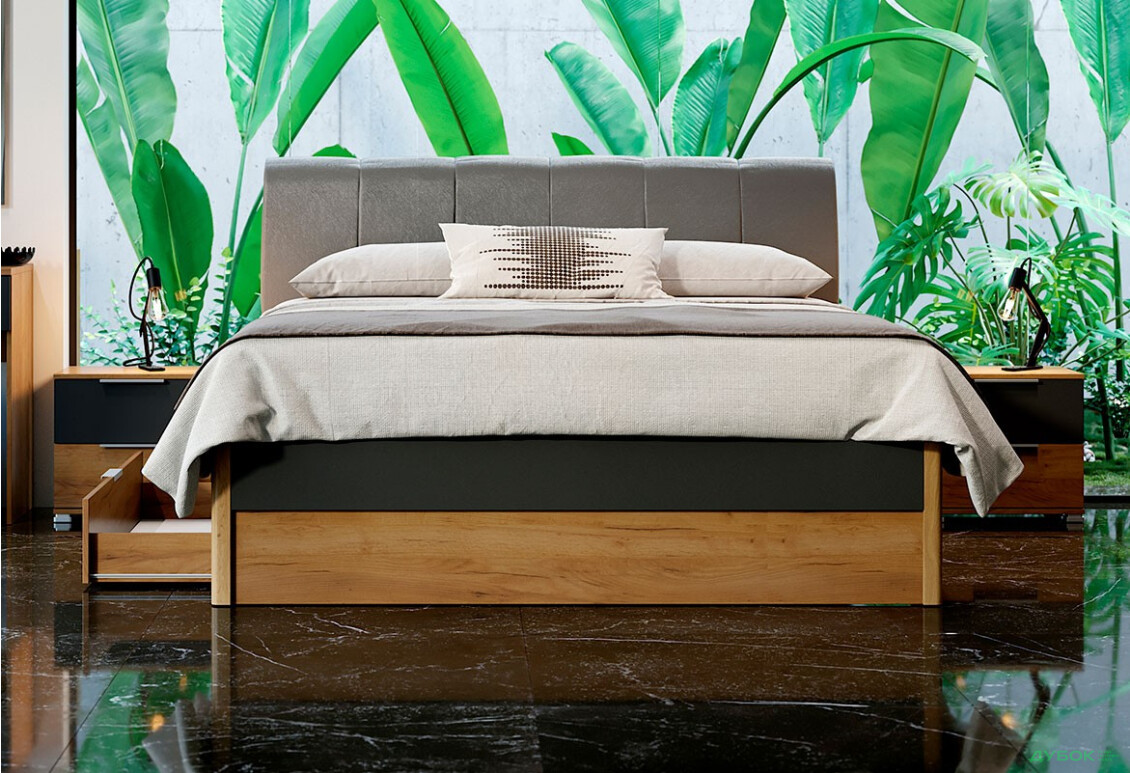 Спальня МироМарк Рамона со шкафом 6D, 160 см Мат Скамейка / Дуб Крафт - Изображение 4 Изображение 4 - Спальня МироМарк Рамона со шкафом 6D, 160 см Мат Скамейка / Дуб Крафт