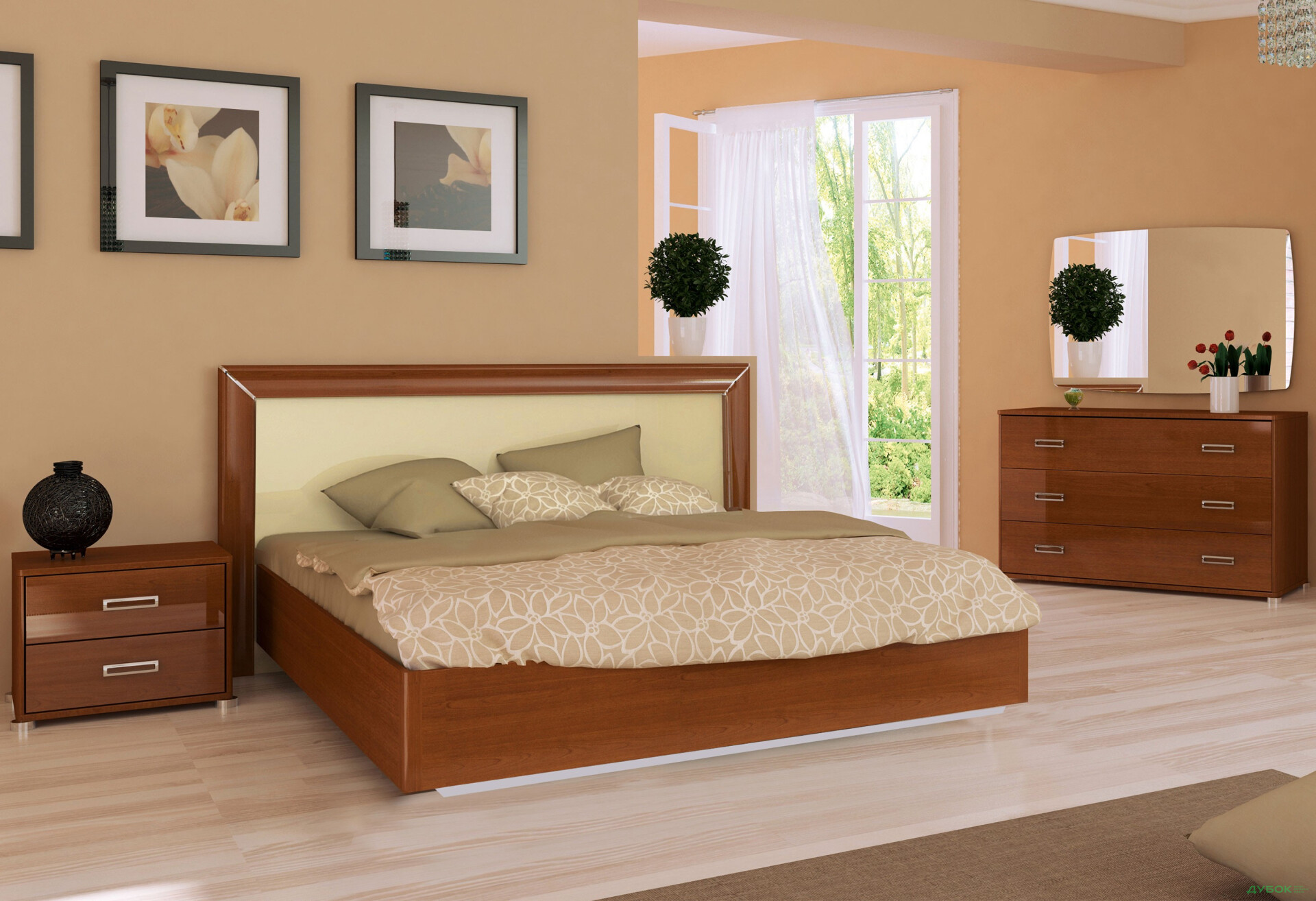 Фото 2 - Спальня Белла Комплект з шафою-купе 2D MiroMark
