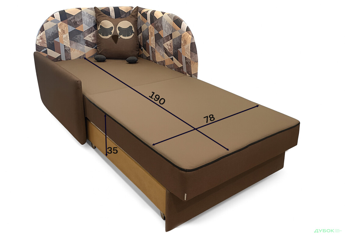 Диван Vika Сова лівий кут 84x98 см коричневий принт (Avis 40 / Snow brown) - Зображення 5 Зображення 5 - Диван Vika Сова лівий кут 84x98 см коричневий принт (Avis 40 / Snow brown)