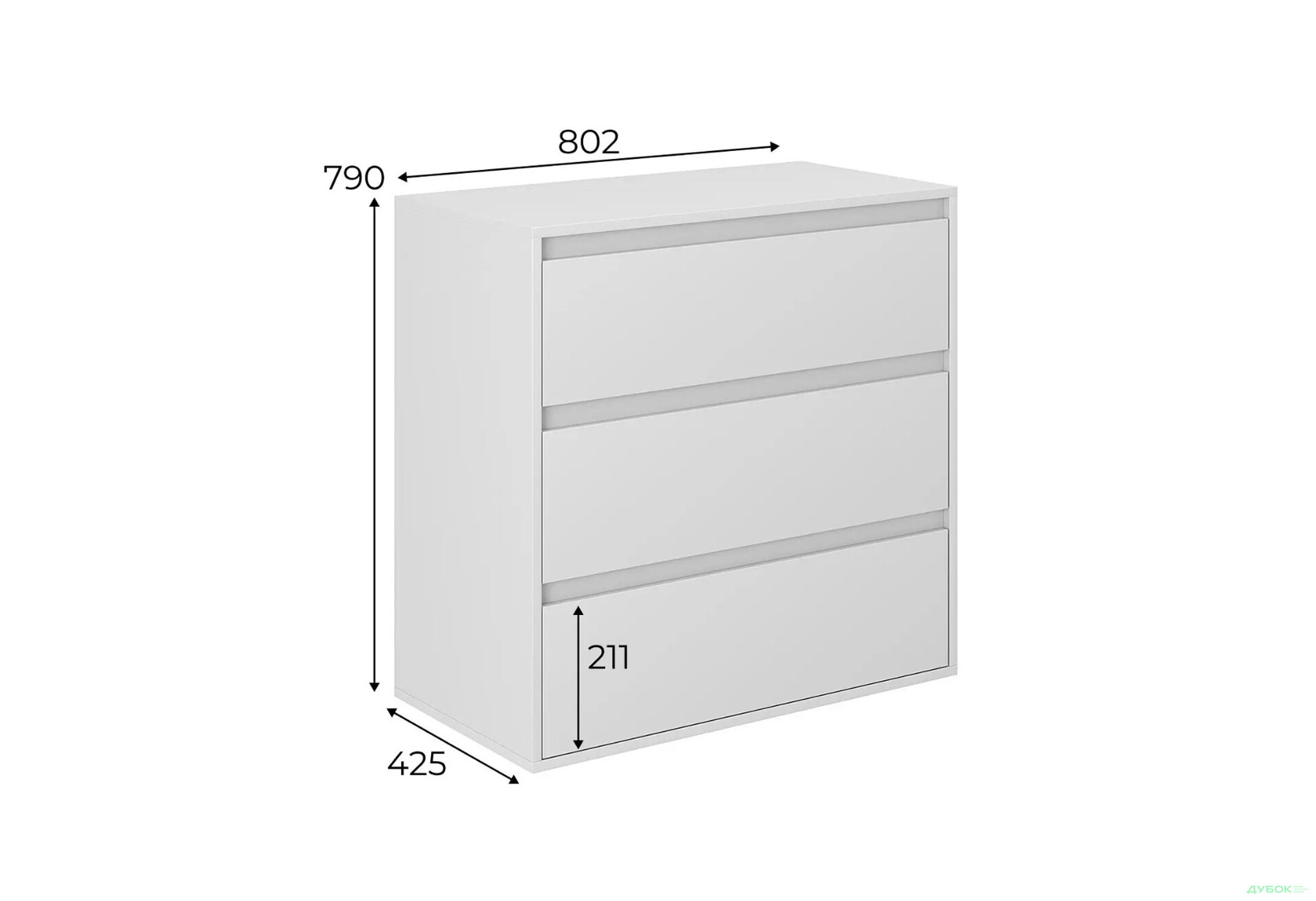 Зображення 4 - Комод Art In Head Лайт 3 з 3 шухлядами 80 см, білий діамант