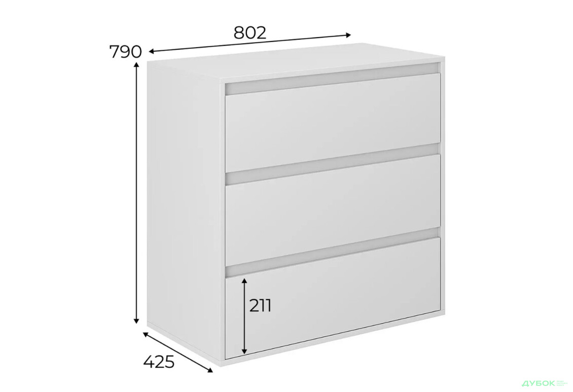Зображення 4 - Комод Art In Head Лайт 3 з 3 шухлядами 80 см, білий діамант