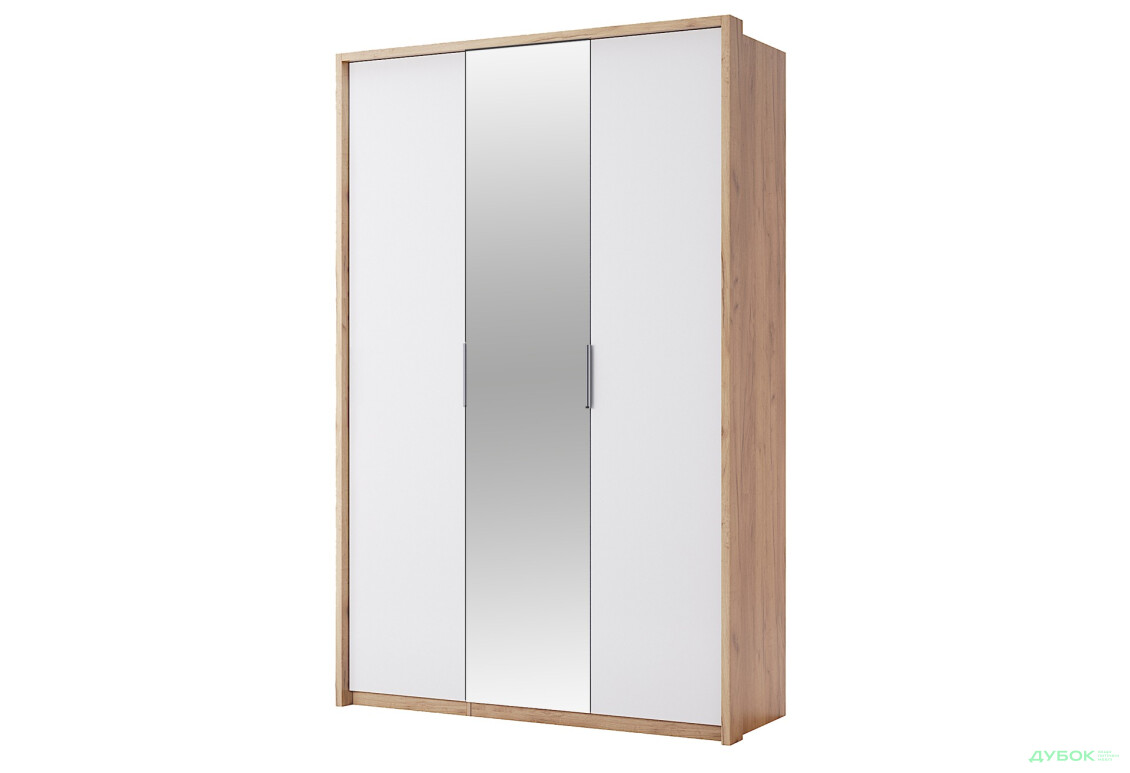 Шкаф МироМарк Асти 3-дверный с зеркалом 140 см Дуб крафт/Белый