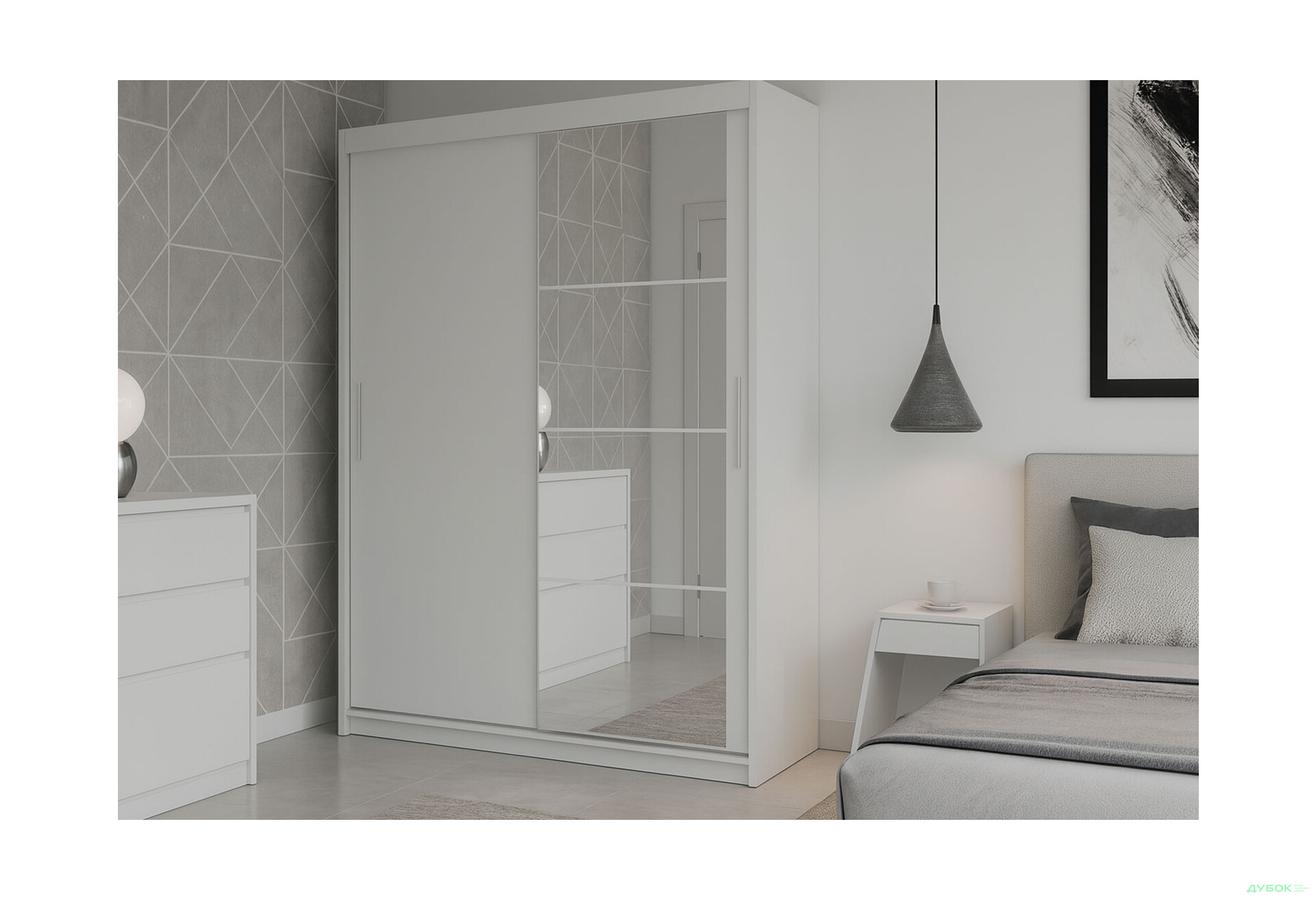 Зображення 2 - Шафа-купе Гербор Маріо 2-дверна з дзеркалом 140 см