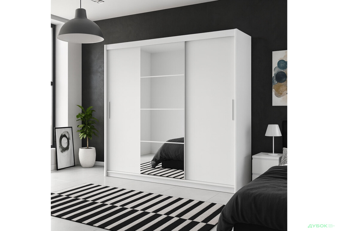 Зображення 2 - Шафа-купе Гербор Маріо 3-дверна з дзеркалом 220 см