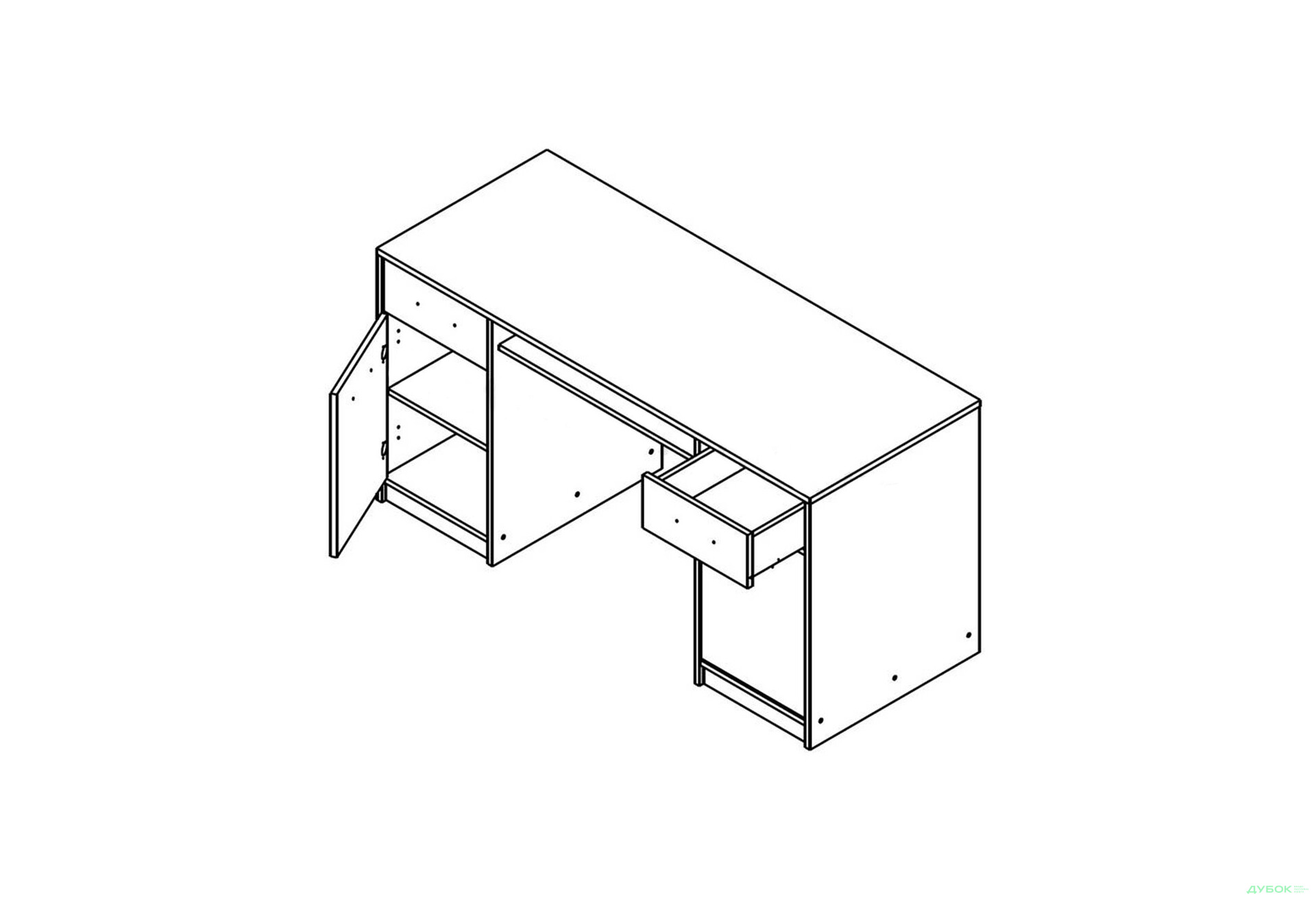 Стол письменный Gerbor холдинг Непо 150x59 см с тумбами, ящиками и полкой, дуб сонома - Изображение 2 Изображение 2 - Стол письменный Gerbor холдинг Непо 150x59 см с тумбами, ящиками и полкой, дуб сонома