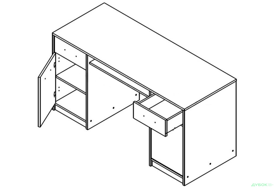Стол письменный Gerbor холдинг Непо 150x59 см с тумбами, ящиками и полкой, дуб сонома - Изображение 2 Изображение 2 - Стол письменный Gerbor холдинг Непо 150x59 см с тумбами, ящиками и полкой, дуб сонома