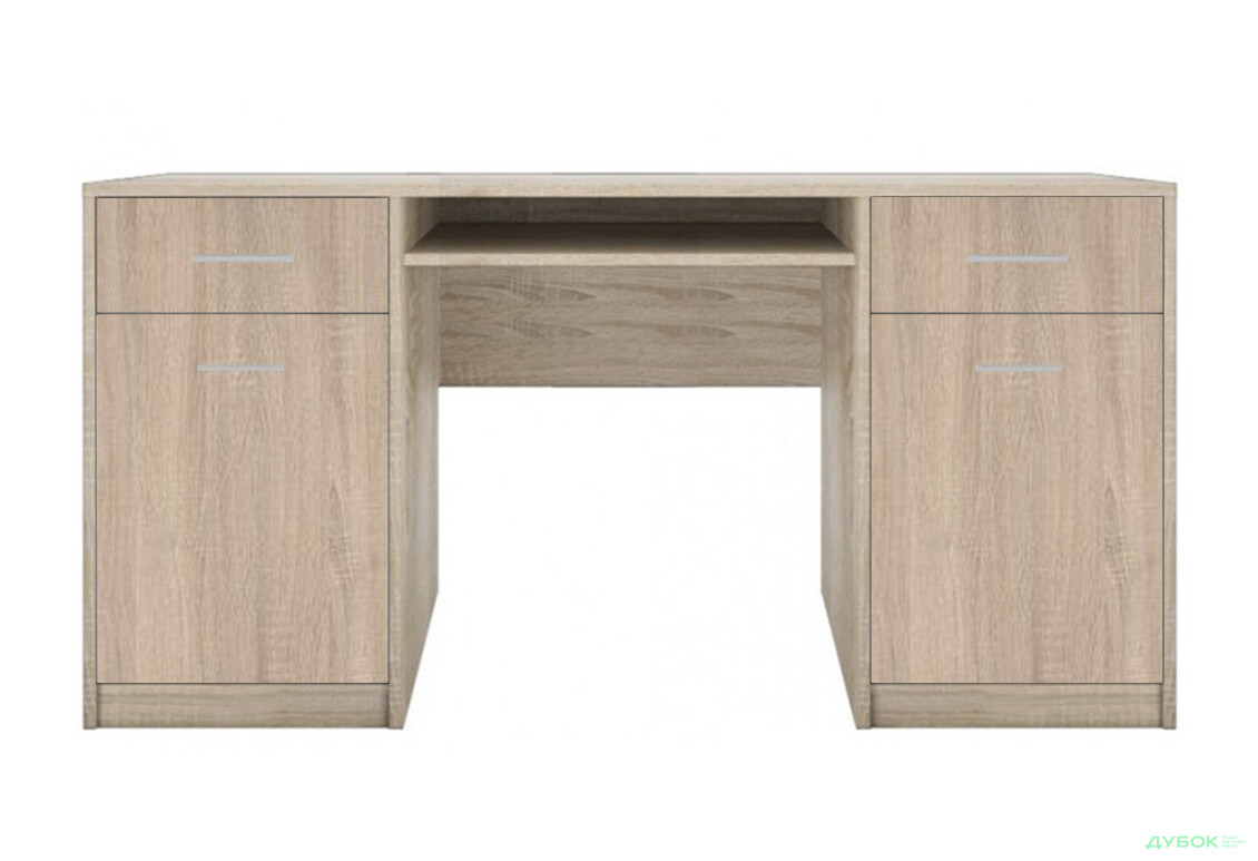Стол письменный Gerbor холдинг Непо 150x59 см с тумбами, ящиками и полкой, дуб сонома - Изображение 1 Изображение 1 - Стол письменный Gerbor холдинг Непо 150x59 см с тумбами, ящиками и полкой, дуб сонома