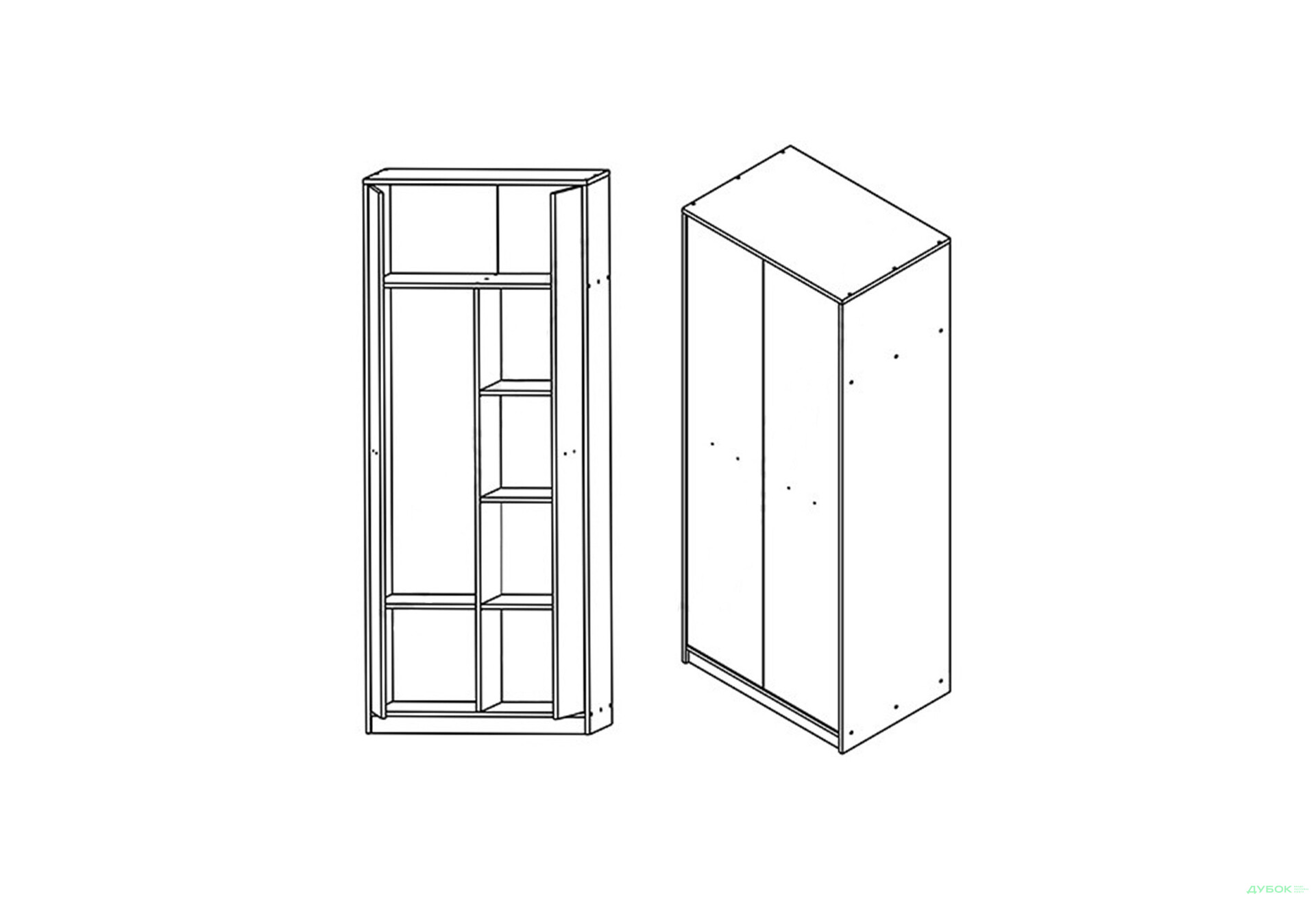 Шкаф комбинированный Gerbor холдинг Непо 2-дверный 80 см Дуб сонома - Изображение 3 Изображение 3 - Шкаф комбинированный Gerbor холдинг Непо 2-дверный 80 см Дуб сонома