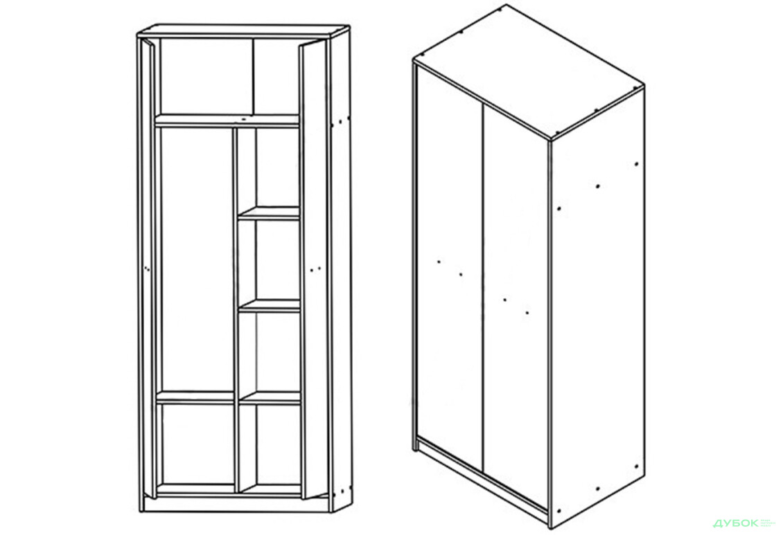 Шкаф комбинированный Gerbor холдинг Непо 2-дверный 80 см Дуб сонома - Изображение 3 Изображение 3 - Шкаф комбинированный Gerbor холдинг Непо 2-дверный 80 см Дуб сонома