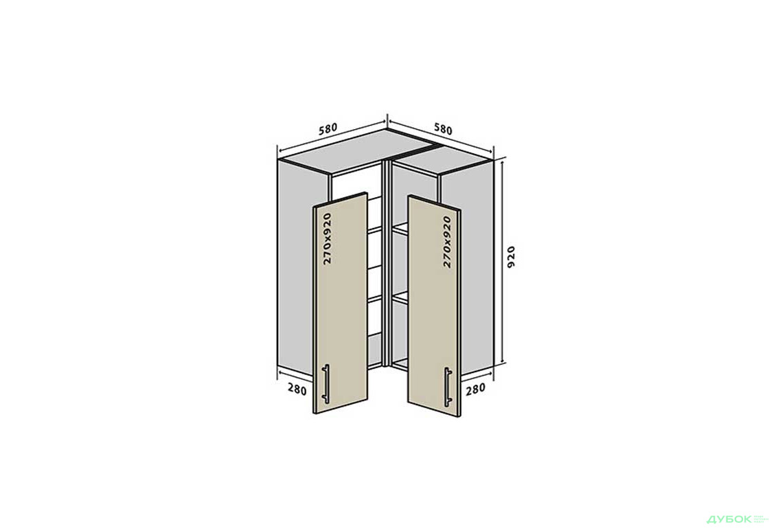 В58 Тумба кутова 58 Інтерно Глянець / Interno Gloss VIP-master - Зображення 1 Зображення 1 - В58 Тумба кутова 58 Інтерно Глянець / Interno Gloss VIP-master