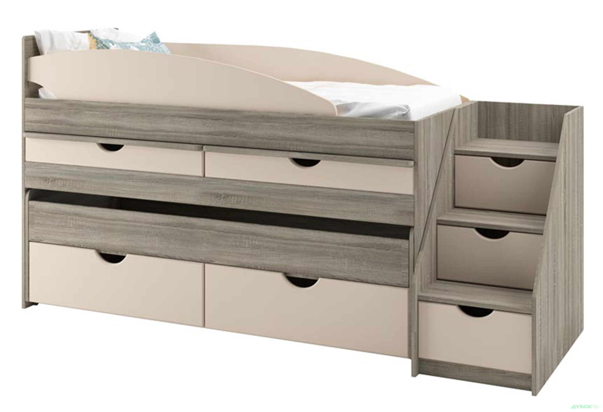 Фото 1 - Кровать двухъярусная Svit Mebliv Саванна New 80х190 см с ящиками, лесенкой и выдвижными столешницами