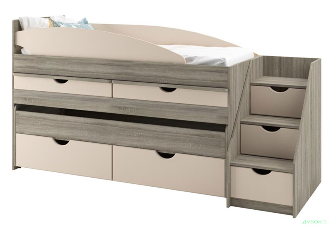 Кровать двухъярусная Svit Mebliv Саванна New 80х190 см с ящиками, лесенкой и выдвижными столешницами