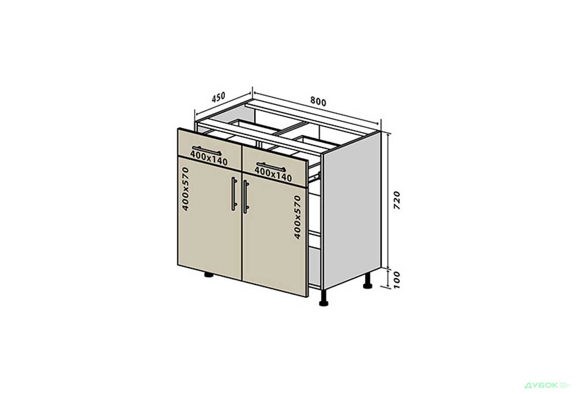 Н27 Тумба 2Ш2Д 80 Интерно Глянец/ Interno Gloss Вип-Мастер - Изображение 1 Изображение 1 - Н27 Тумба 2Ш2Д 80 Интерно Глянец/ Interno Gloss Вип-Мастер