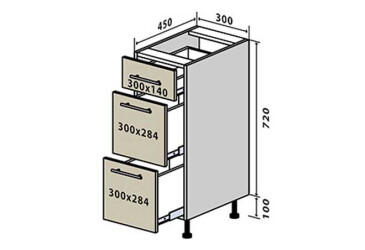 Н8 Тумба 3Ш 30 Интерно Глянец/ Interno Gloss Вип-Мастер