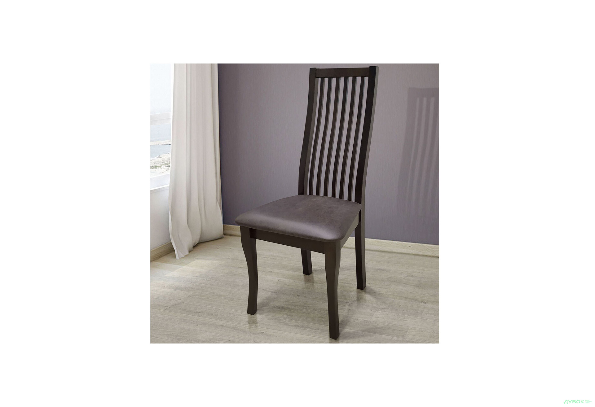 Стілець кухонний Модуль Люкс Честер 44x44x102 см з високою спинкою, горіх темний - Зображення 2 Зображення 2 - Стілець кухонний Модуль Люкс Честер 44x44x102 см з високою спинкою, горіх темний
