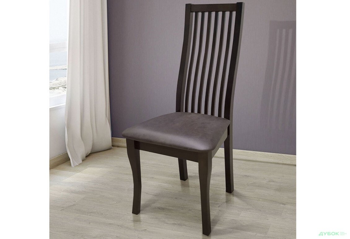 Стілець кухонний Модуль Люкс Честер 44x44x102 см з високою спинкою, горіх темний - Зображення 2 Зображення 2 - Стілець кухонний Модуль Люкс Честер 44x44x102 см з високою спинкою, горіх темний