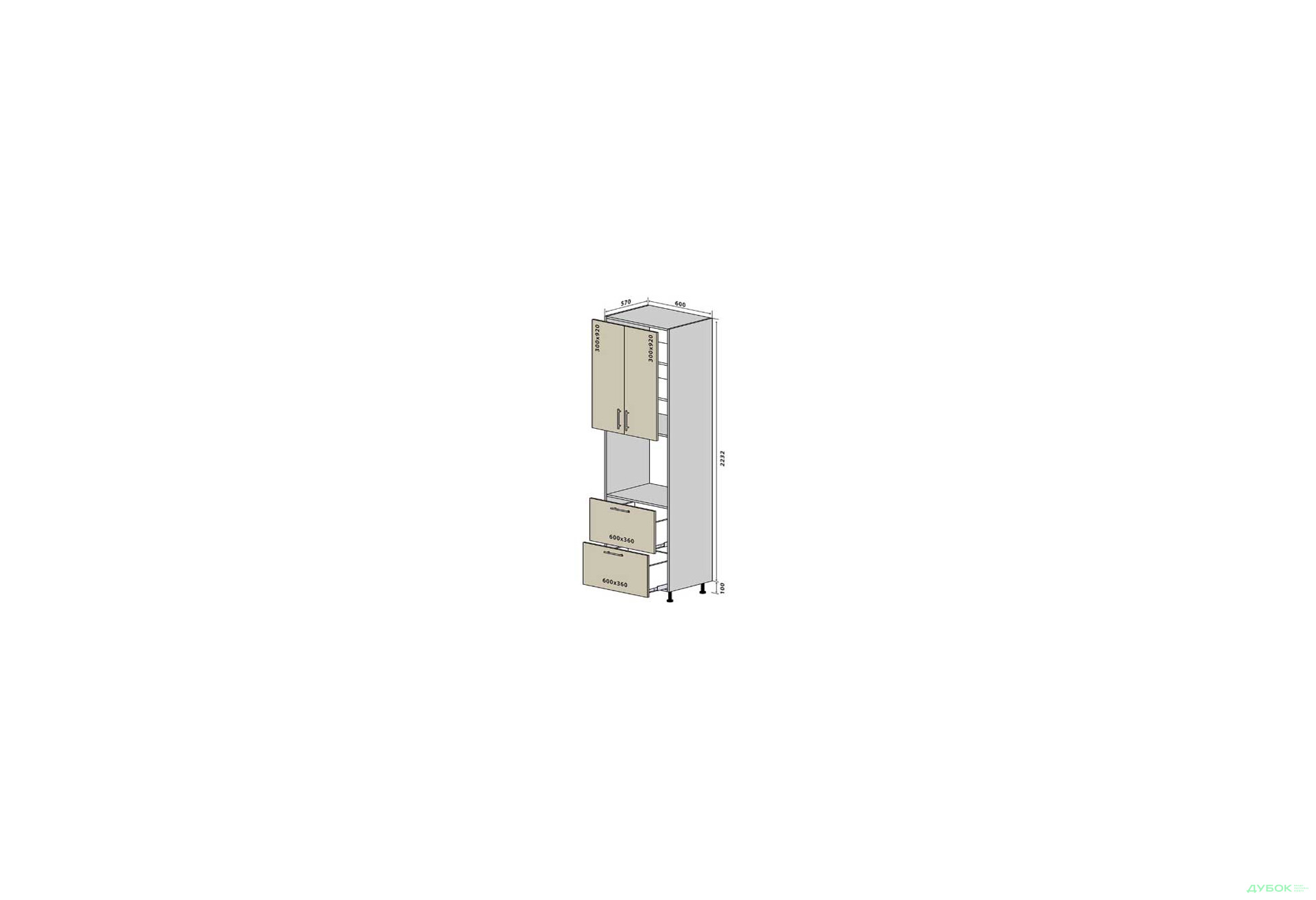 Зображення 1 - Н21 Пенал 2Д2Ш 233 Інтерно Глянець Люкс/ Interno Gloss Luxe VIP-master