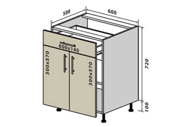Н30 Тумба 1Ш2Д 60 Интерно Глянец Люкс/ Interno Gloss Luxe Вип-Мастер