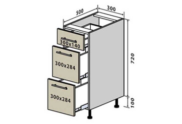 Н8 Тумба 3Ш 30 Интерно Глянец Люкс/ Interno Gloss Luxe Вип-Мастер