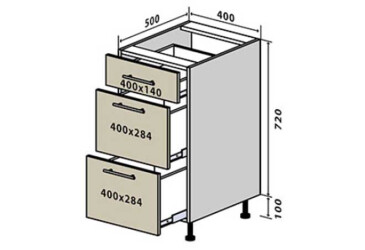 Н9 Тумба 3Ш 40 Интерно Глянец Люкс/ Interno Gloss Luxe Вип-Мастер