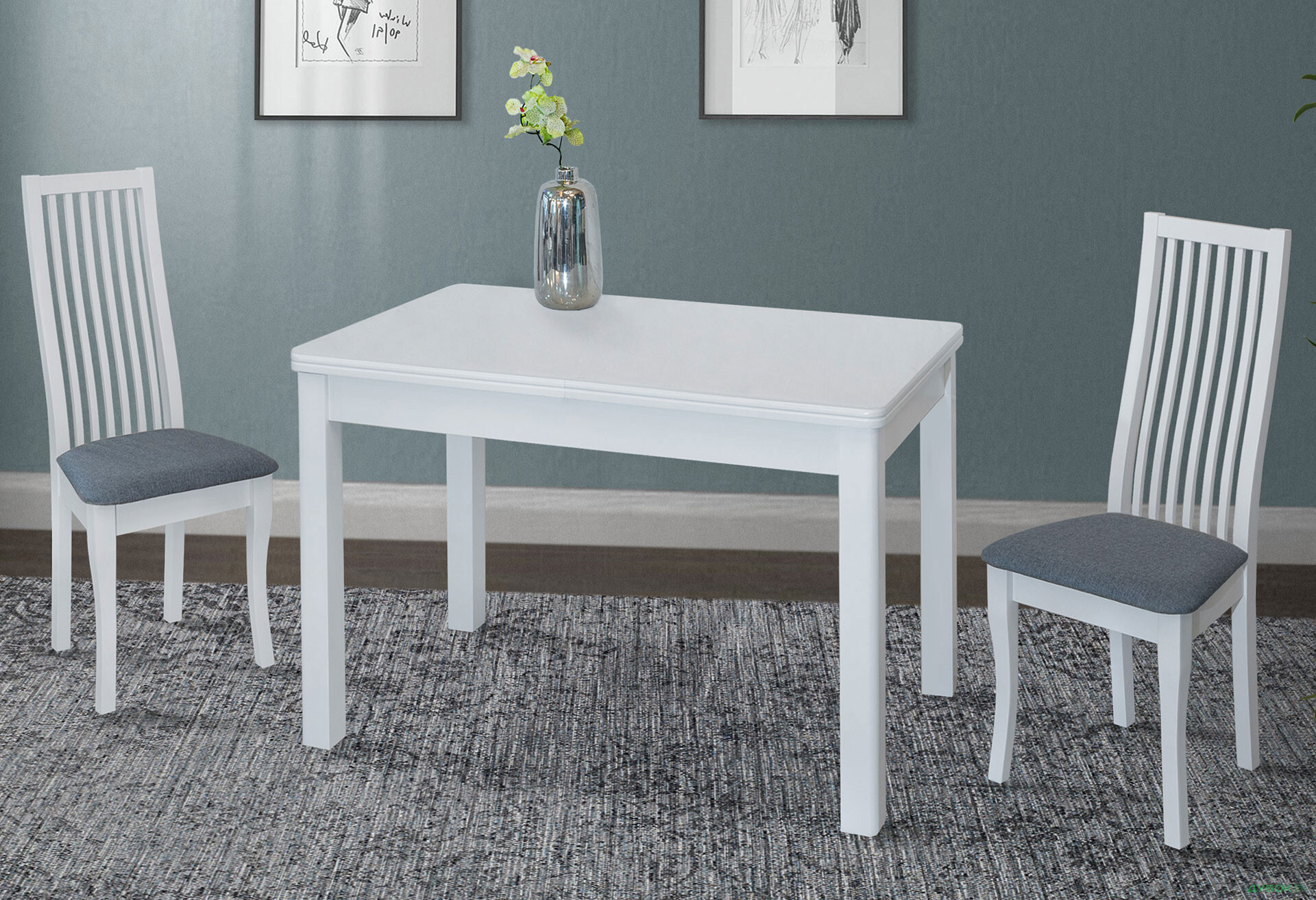 Стіл обідній Модуль Люкс Космо 122x74 см розкладний, білий - Зображення 2 Зображення 2 - Стіл обідній Модуль Люкс Космо 122x74 см розкладний, білий