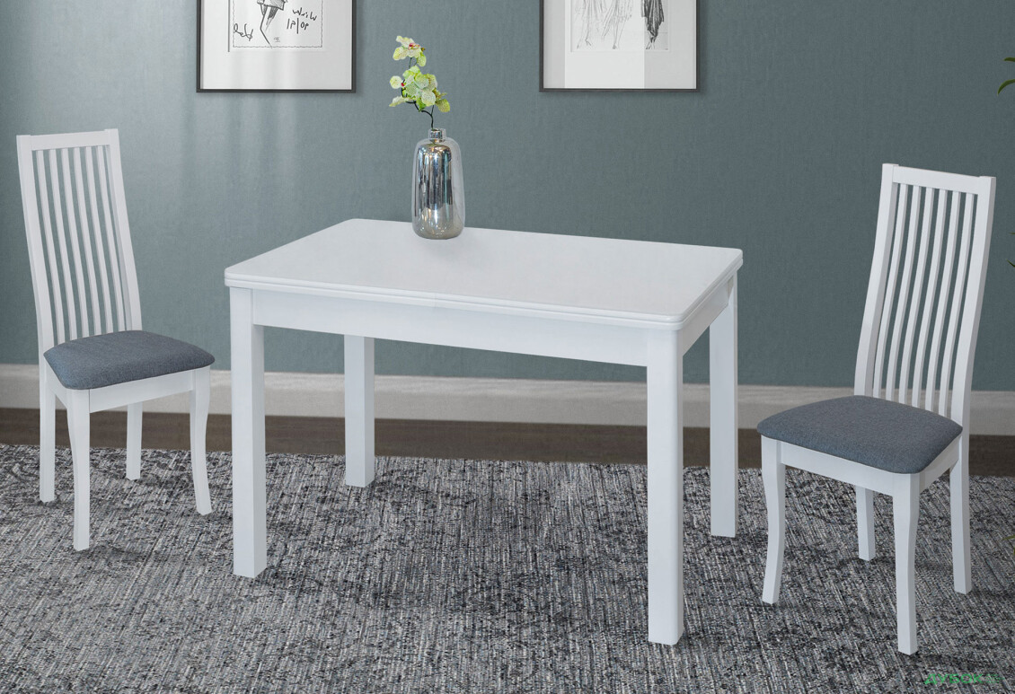 Стіл обідній Модуль Люкс Космо 122x74 см розкладний, білий - Зображення 2 Зображення 2 - Стіл обідній Модуль Люкс Космо 122x74 см розкладний, білий