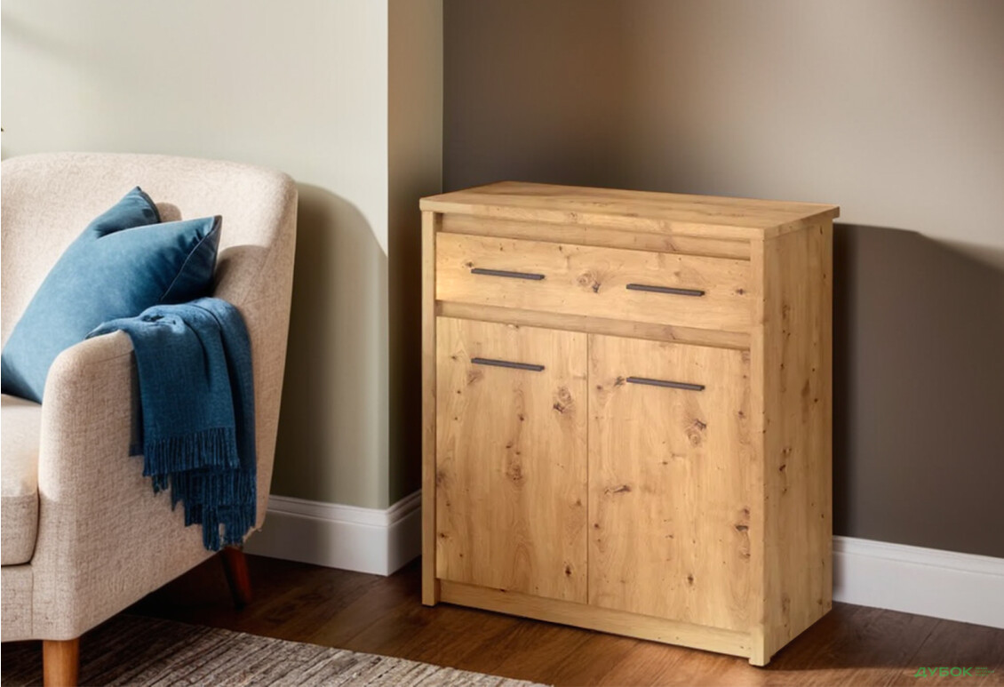 Комод VMV holding Айсон 2-дверний з шухлядою 87 см Дуб артізан - Зображення 2 Зображення 2 - Комод VMV holding Айсон 2-дверний з шухлядою 87 см Дуб артізан