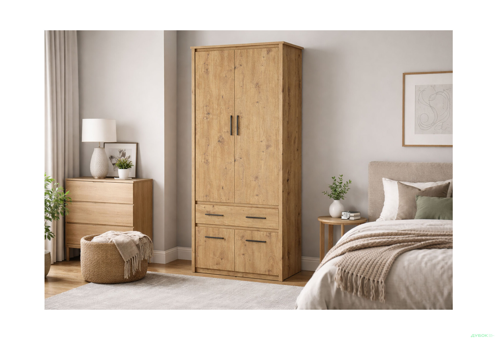 Зображення 2 - Шафа VMV holding Айсон 4-дверна з шухлядою 87 см Дуб артізан