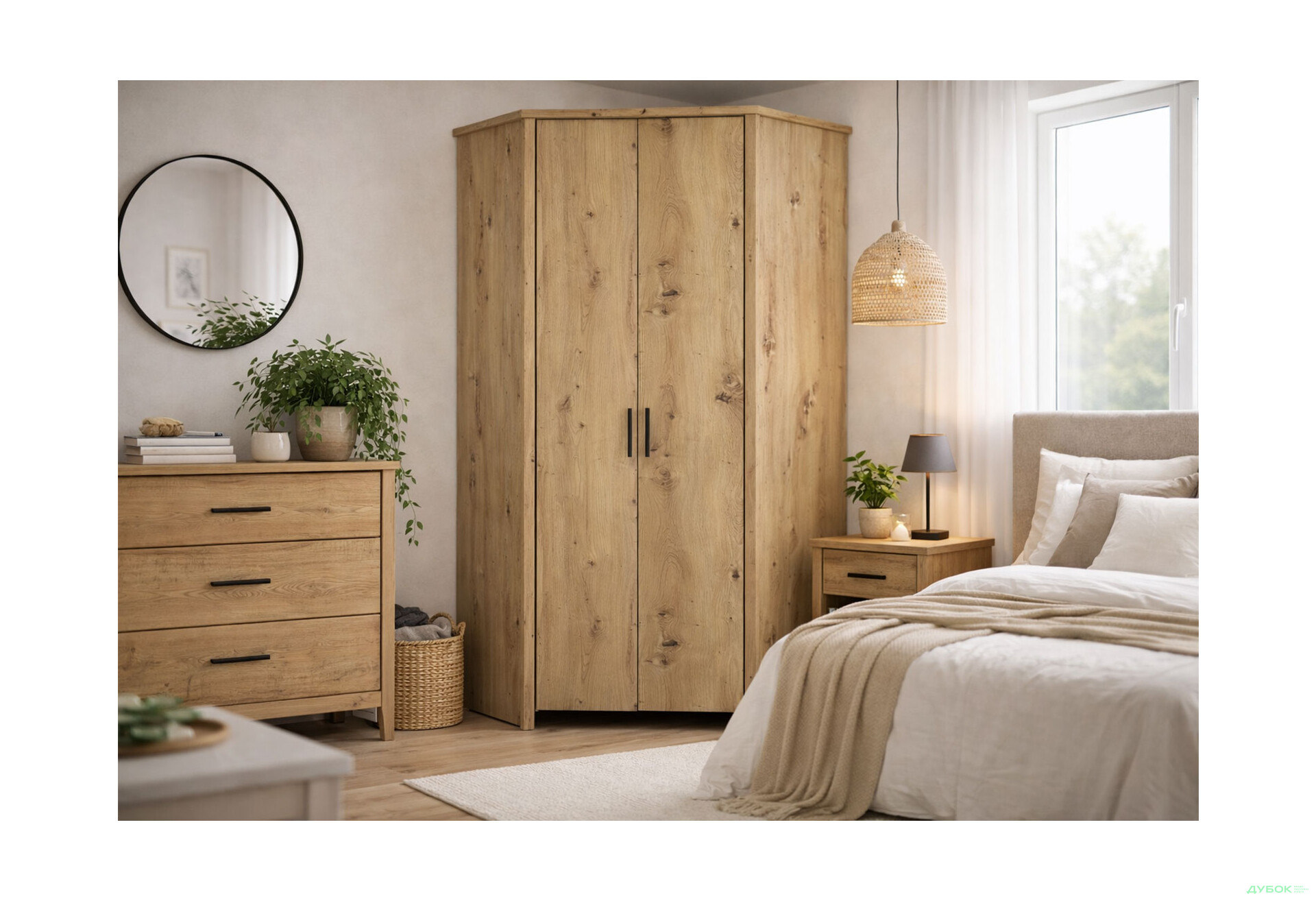 Зображення 2 - Шафа кутова VMV holding Айсон 2-дверна 97 см Дуб артізан