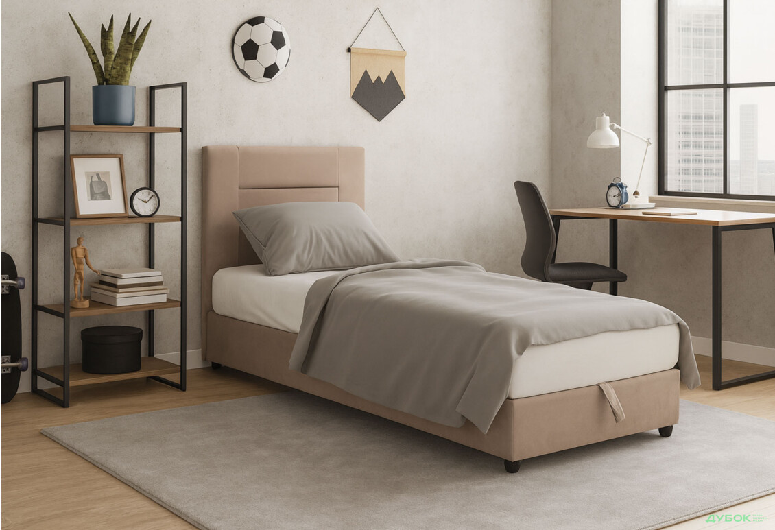 Ліжко Vika Горизонт 90х200 см підйомне, бежеве - Зображення 2 Зображення 2 - Ліжко Vika Горизонт 90х200 см підйомне, бежеве