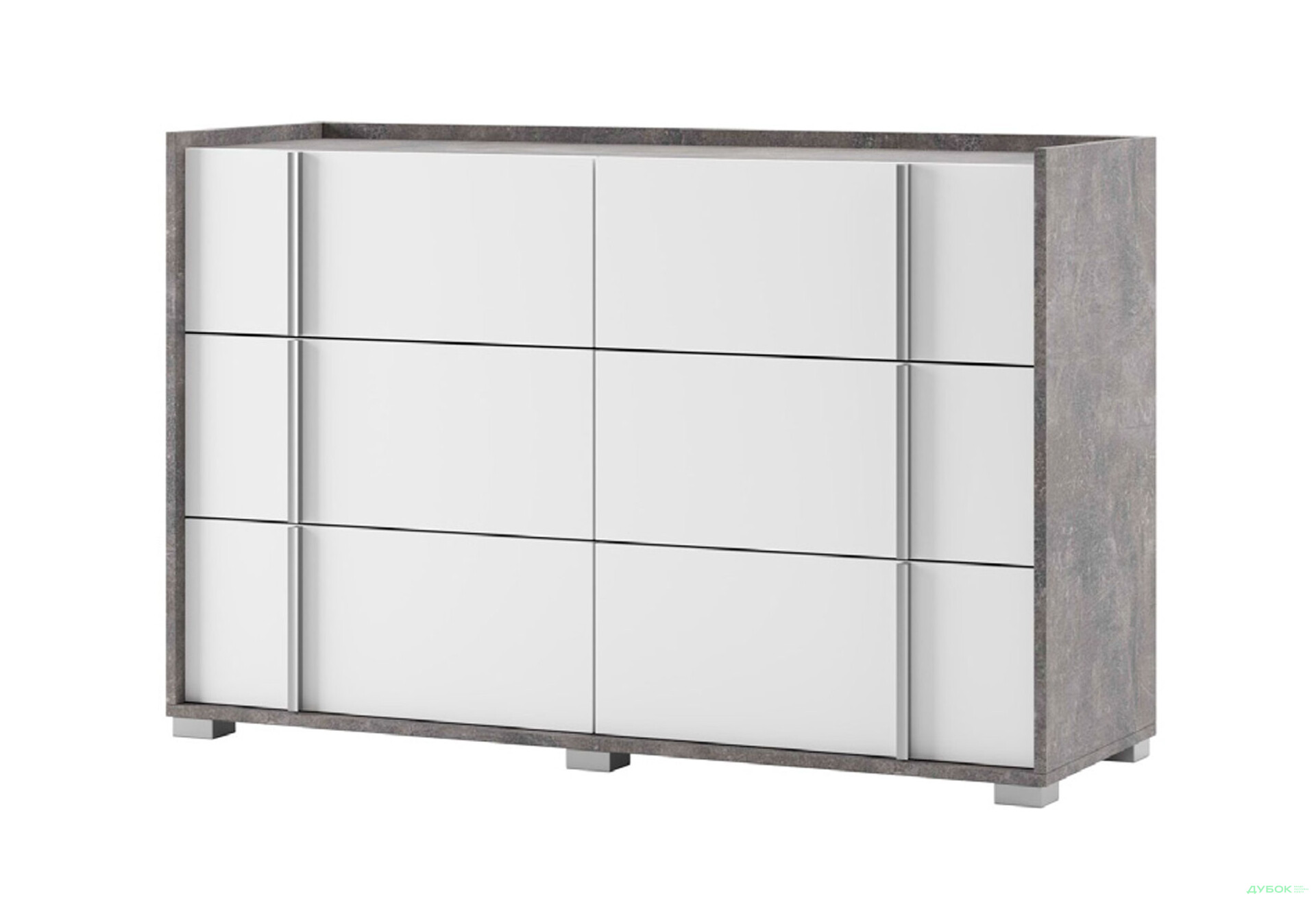 Комод Світ Меблів Алекса з 6 шухлядами 140 см Індастріал/Білий - Зображення 1 Зображення 1 - Комод Світ Меблів Алекса з 6 шухлядами 140 см Індастріал/Білий