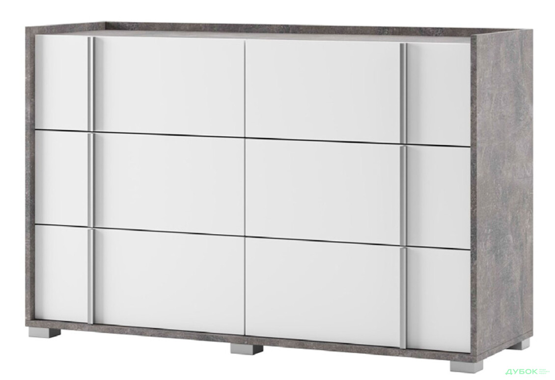 Комод Світ Меблів Алекса з 6 шухлядами 140 см Індастріал/Білий - Зображення 1 Зображення 1 - Комод Світ Меблів Алекса з 6 шухлядами 140 см Індастріал/Білий