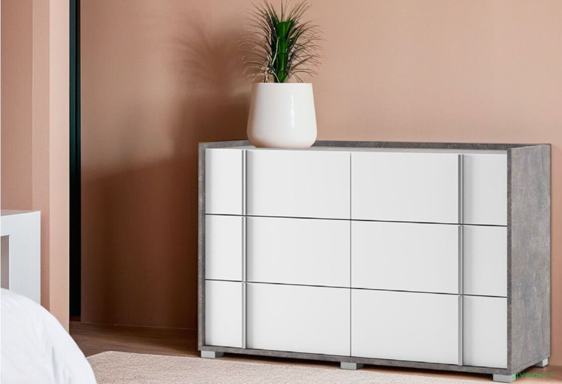 Комод Світ Меблів Алекса з 6 шухлядами 140 см Індастріал/Білий - Зображення 2 Зображення 2 - Комод Світ Меблів Алекса з 6 шухлядами 140 см Індастріал/Білий