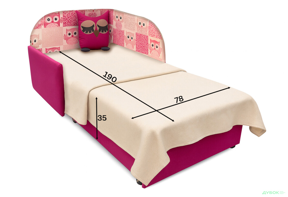 Диван Вика Сова левый угол 84x98 см розовый - Изображение 6 Изображение 6 - Диван Вика Сова левый угол 84x98 см розовый