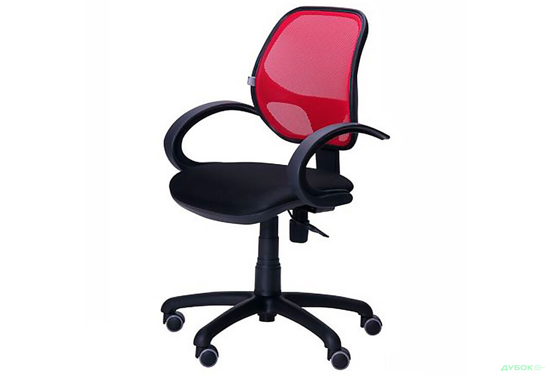 Кресло Байт / АМФ-5 сиденье Сетка черная / спинка Сетка красная АМФ