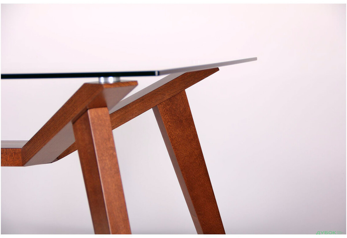 Фото 7 - Стол обеденный Мертон орех светлый / стекло прозрачное АМФ