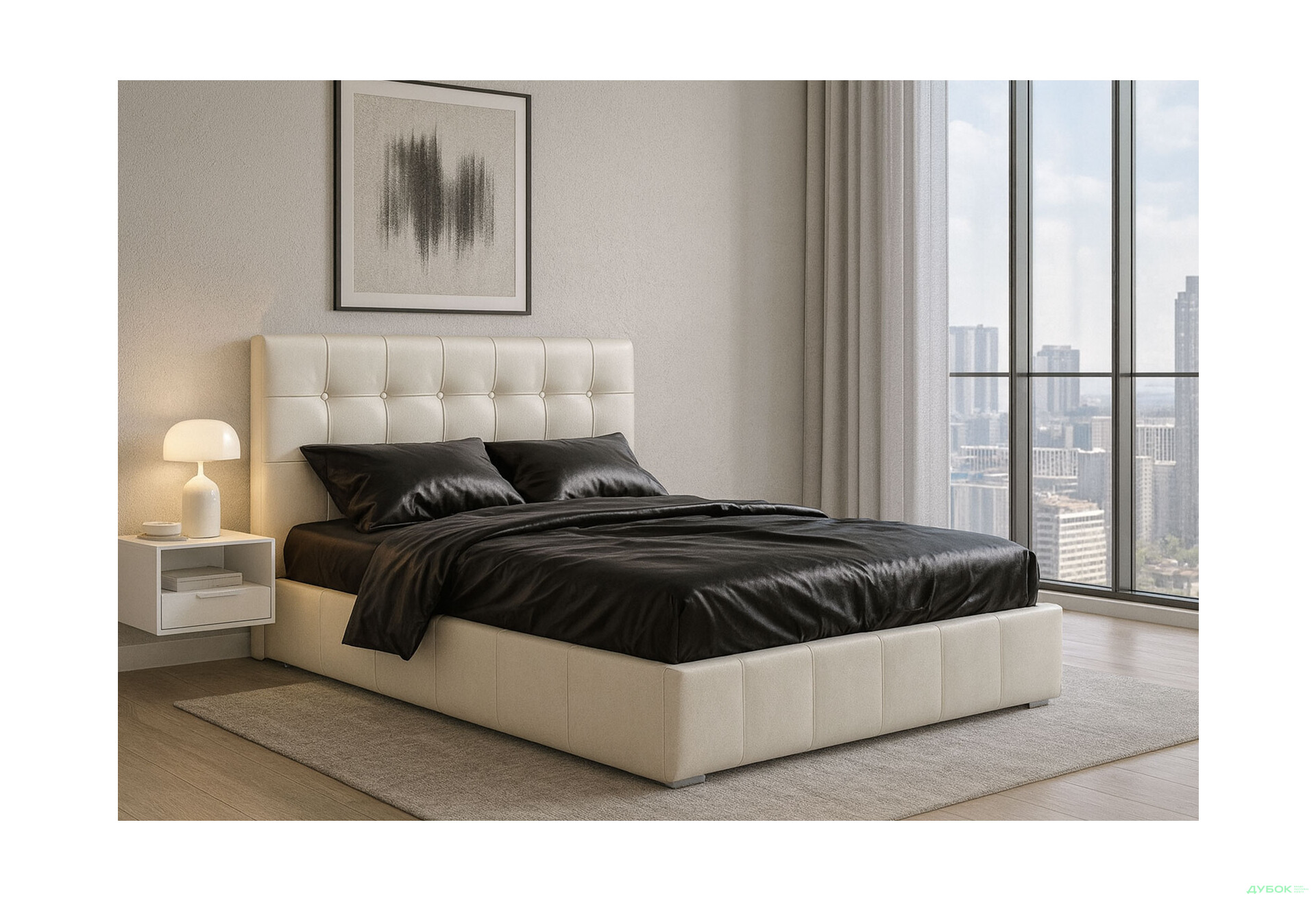 Зображення 2 - Ліжко-подіум Vika Магнолія (матрац в жаккарді) 140х200 см підйомне