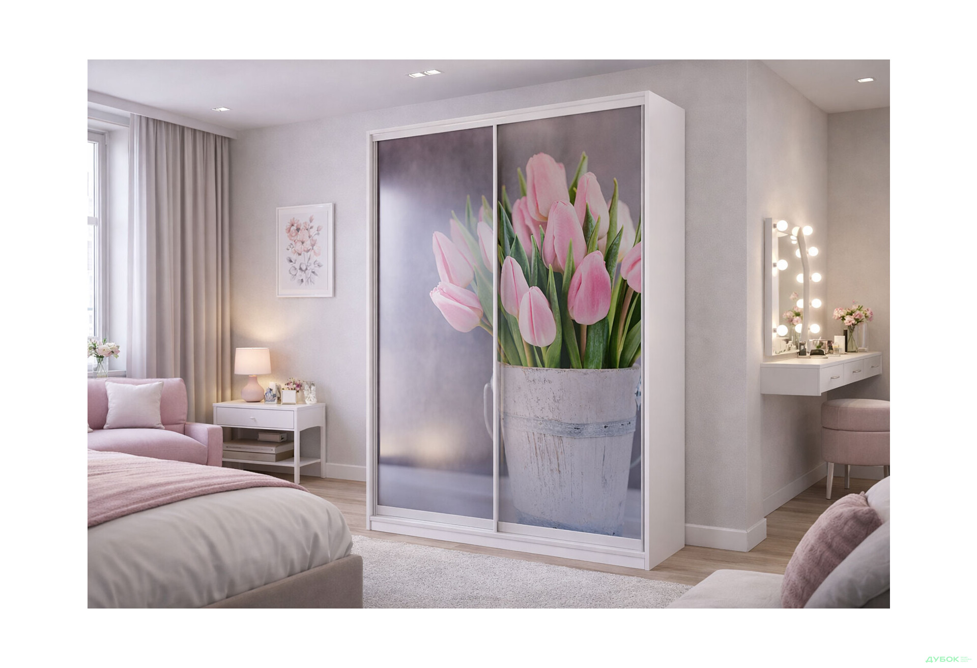 Зображення 2 - Шафа-купе Київський стандарт 2-дверна з фотодруком 130x240x60 см