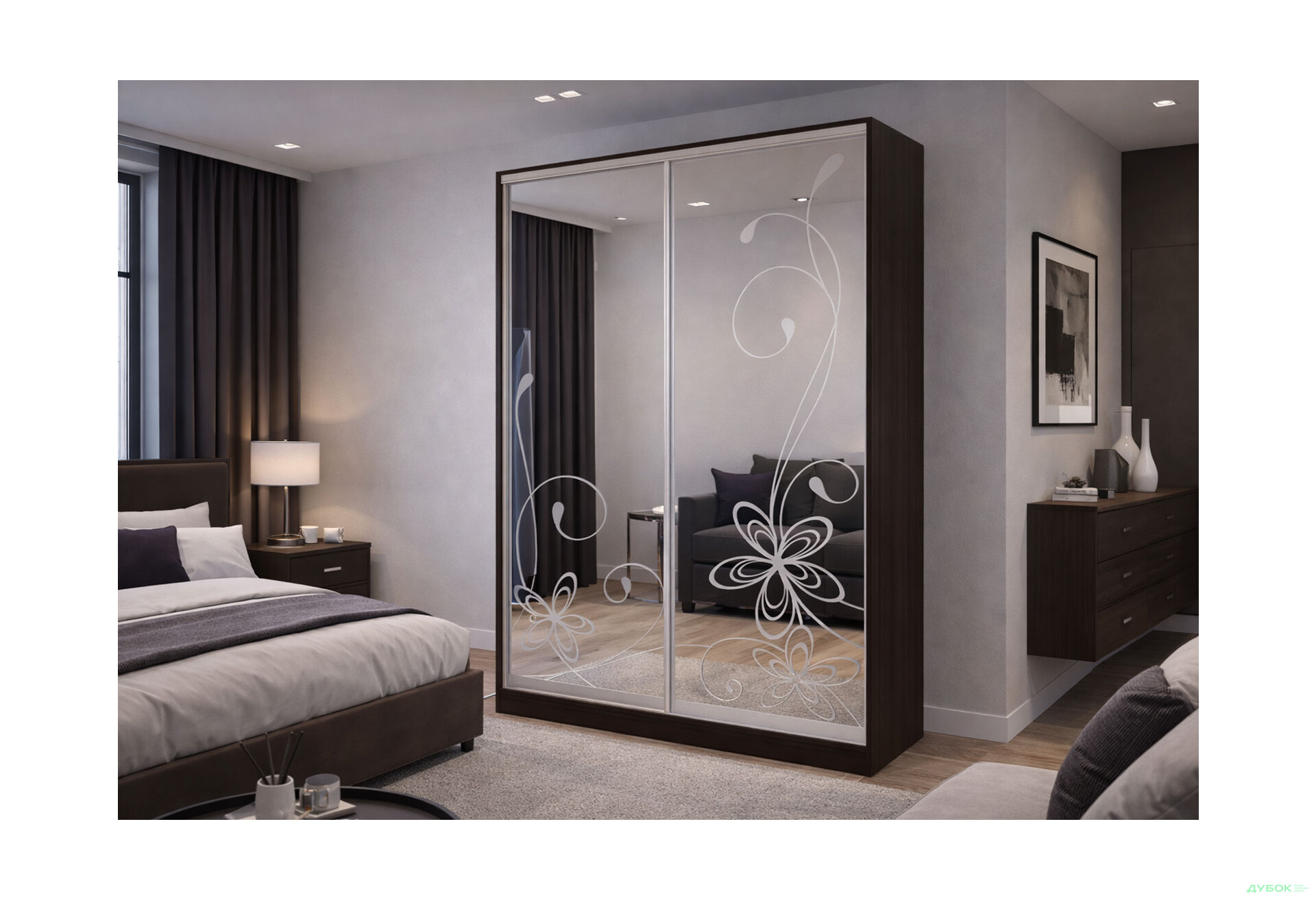 Изображение 2 - Шкаф-купе Киевский стандарт 2-дверный с худ.матированием 180x240x60 см