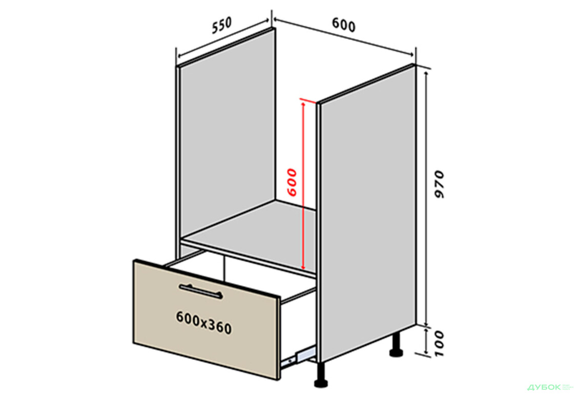 Н32 Тумба для духовки 1Ш New Альбіна Люкс VIP-master