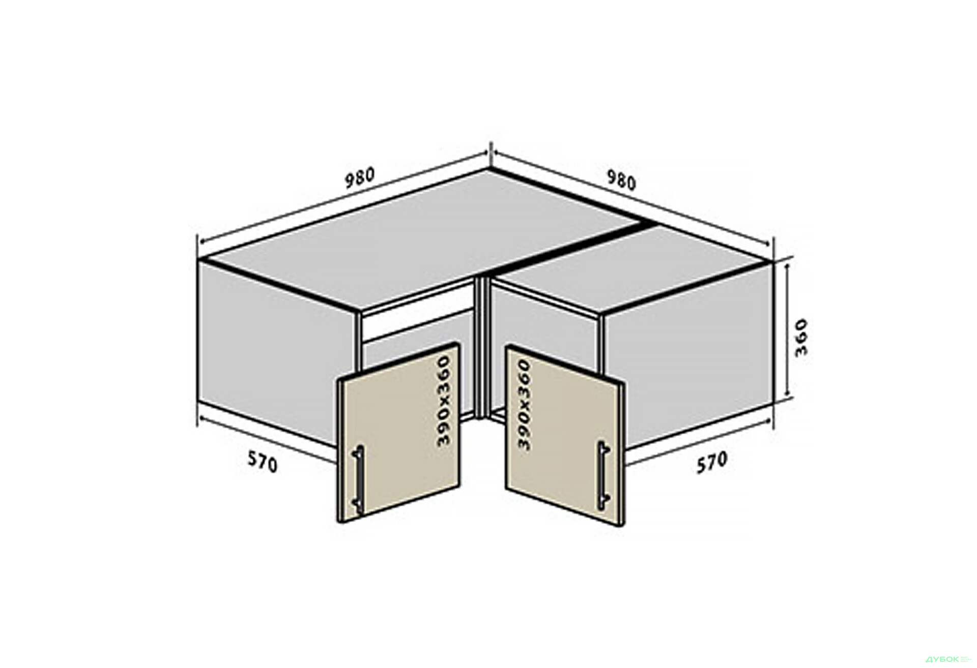 Зображення 1 - В81 Тумба кутова 98 Квадро VIP-master