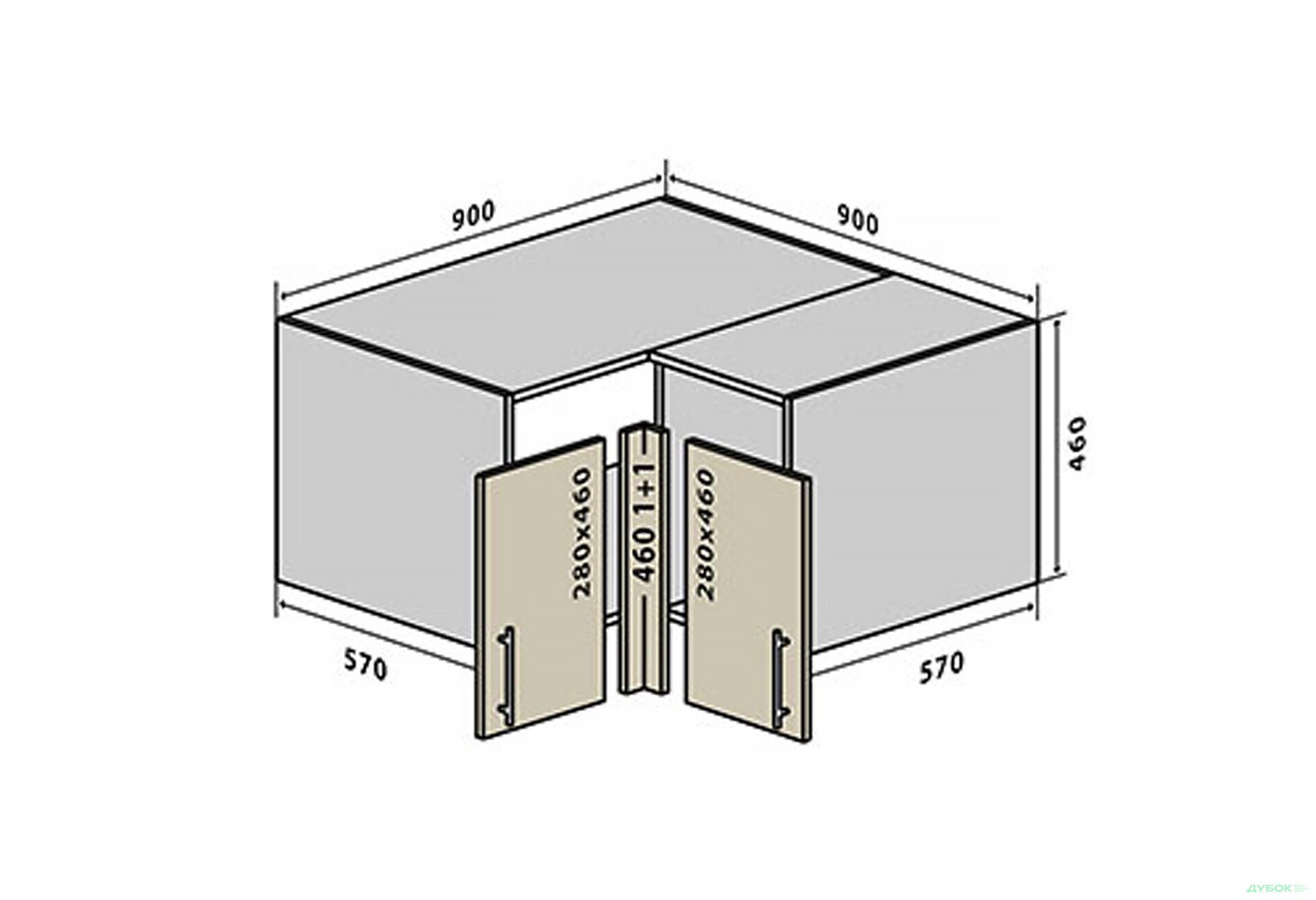 Зображення 1 - В82 Тумба кутова 90 МоДа Мат Люкс / MoDa Matt Luxe VIP-master