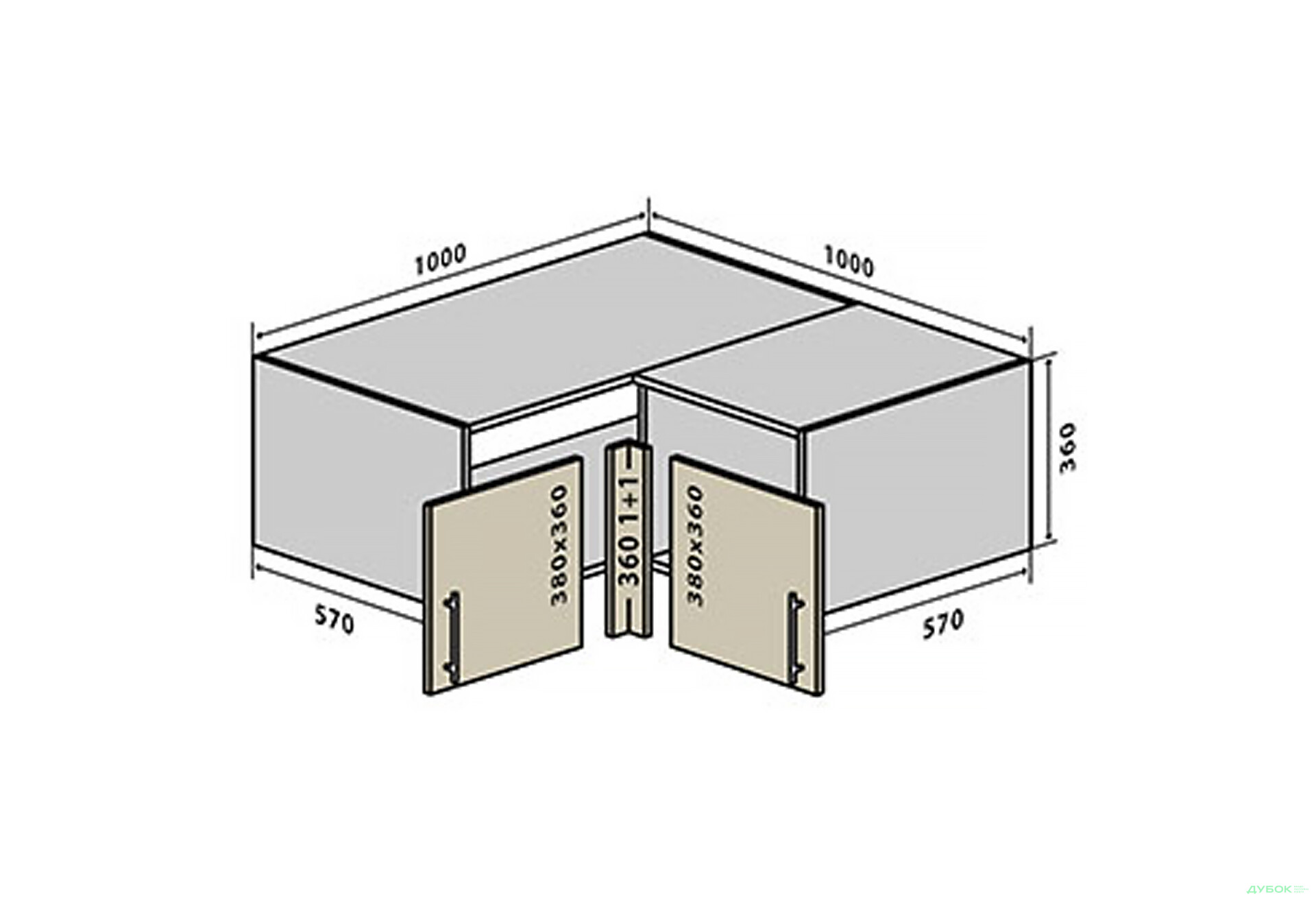 Зображення 1 - В81 Тумба кутова 100 Квадро Люкс VIP-master