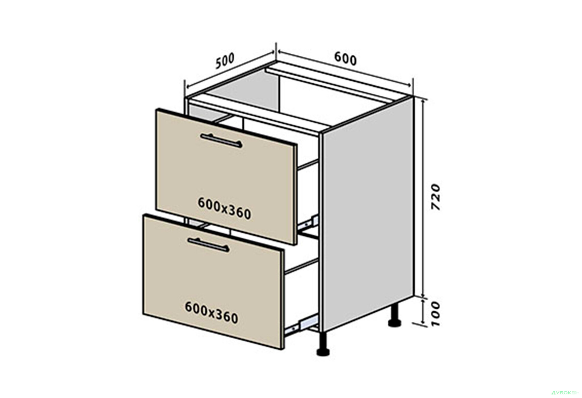 Зображення 1 - Н10 Тумба 2Ш 60 Родос Люкс VIP-master
