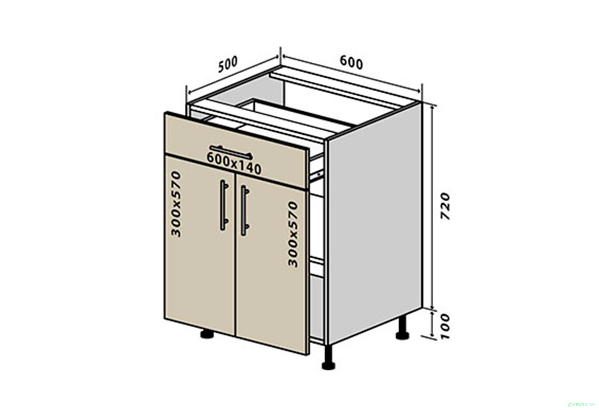 Изображение 1 - Н30 Тумба 1Ш2Д 60 Родос Люкс Вип-Мастер